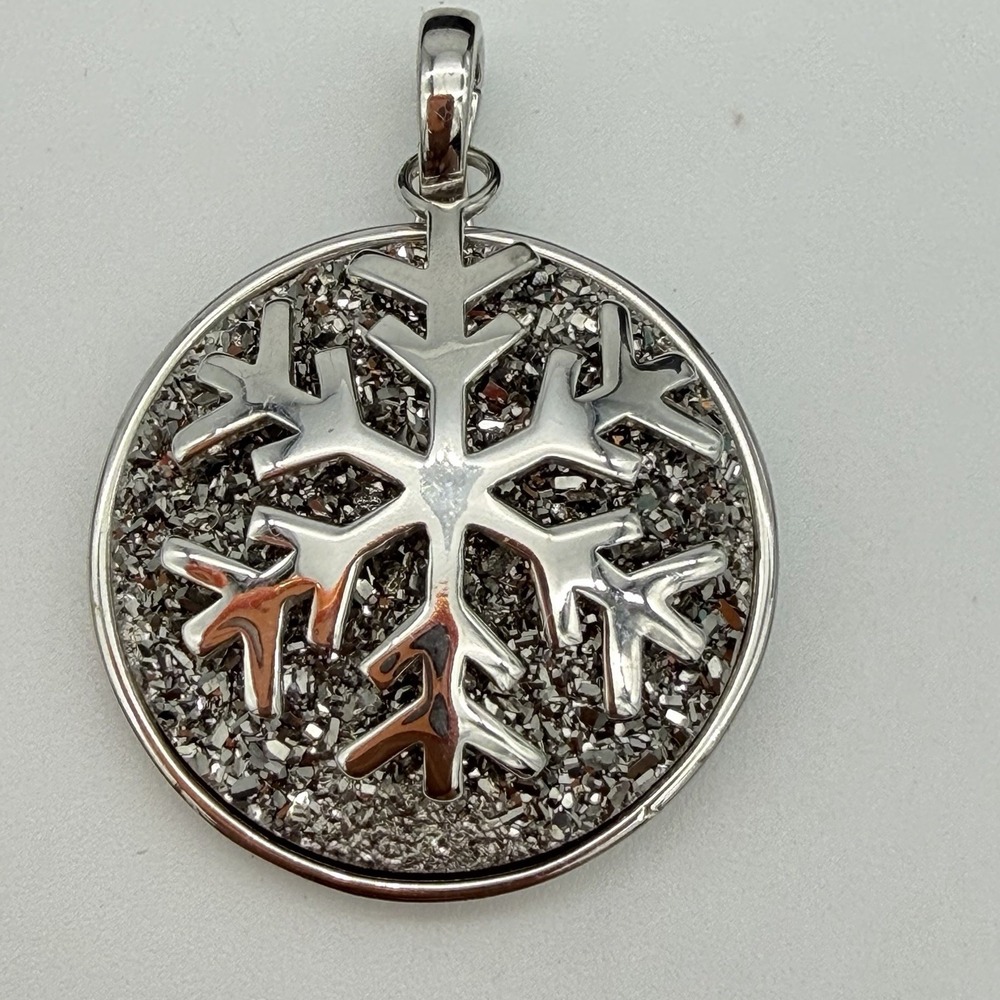 Vtg Kajal Naina Sterling Silver Gray Druzy Enhancer Pendant Snowflake Designer